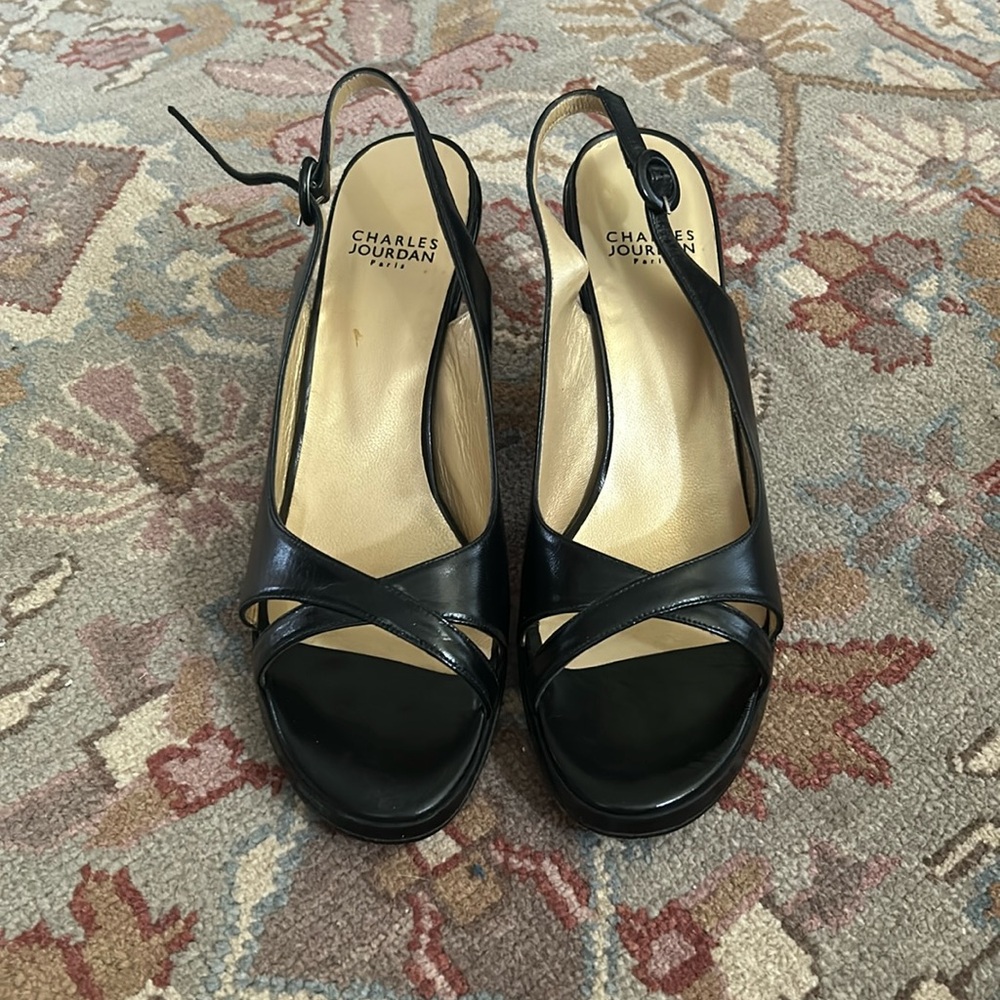 Charles Jourdan Black Leather Heels
